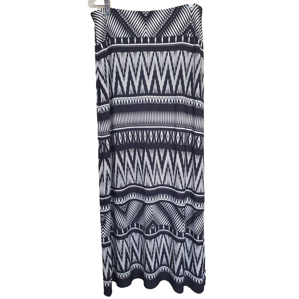 Chico's Tribal Print Side-Slit Pull-On Elastic Waist Maxi Skirt Size 1 Medium